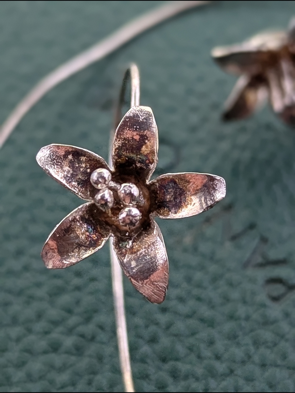 ✨ Vintage Sterling Silver Floral Threader Earrings ✨ - Picture 3 of 4